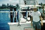 fish catch, boy, hat, t-shirt, boat, docks, fisherman, dock, Florida, 1962, 1960s, SFIV02P14_13