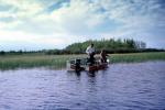 fisherman, power boat, lake, water, man, male, Gods Lake Lodge, Manitoba, Canada, 1970, 1970s