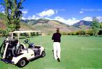 Golfer, male, man, men, golf cart, Vail Colorado, SGFV02P04_09