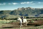 Cowboy, mountains, hills, rider, fence