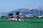 Cars, lawn, Marin Headlands, Golden Gate Bridge, Flying a Kite, SKTV01P06_13