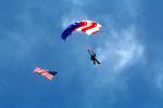 Ram Air Parachute, canopy, USA Flag, smoke, skydiving, diving, SPSV01P07_13