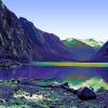 rowboat, shore, lake, Andes Mountains, SRKPCD1185_039B