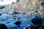 River, Kayak, rocks, boulders, fall colors, Vermont, September 1965, 1960s, autumn, SRKV02P05_06