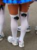 Women, Knee socks, miniskirts, mini skirts, slips, Bay to Breakers Race, Howard Street, SOMA, 2005, SRSD01_006