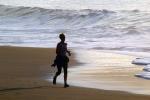 Runner at Baker Beach, waves, sand, Pacific Ocean, Woman Running, SRSD01_158