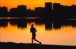 sunset, water, runner, man, male, reflection, buildings, Lake Merritt, SRSV04P02_04.2660