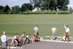 boys, track meet, starting line, gun, 1950s