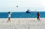 Volleyball on the Beach, Pacific Ocean, Playing, Women, Boat, ship, SVBV01P04_01