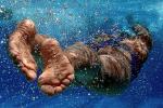 Boy, Underwater, Pool, Ripples, Water, Liquid, Wet, bubbles, barefoot, bare feet, foot, Wavelets