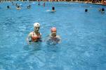 Girls in a Pool, Water, Bathing Cap, 1950s