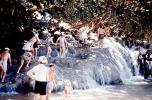 cascade, waterfall, sunny, shade, swimsuits, trunks, swimwear, Dunn's River Falls, Ocho Rios, Jamaica, SWFV01P11_16
