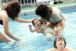 Swimming Pool, Swim Lessons, Teaching a Child to swim, Backyard Swimming Pool, 1970s, SWFV01P13_14