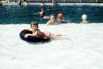 Inner-tube, Girl, Floating, San Diego, California, 1952, 1950s, SWFV01P15_04