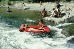 Air Mattress, Girls, Floating, River, Stream, Whitewater, 1950s, SWFV02P01_15
