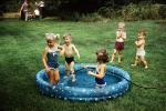 Backyard Swimming pool, Summer, Girl, 1950s