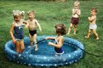 Backyard Swimming pool, Water, Fun, Funny, Summer, Girl, Boy, Cute, 1950s, SWFV02P03_18B