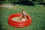 Girl, Backyard Swimming Pool, Lawn, 1970s