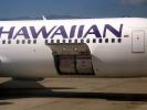 Cargo Hold, Pallets, Boeing 767, Hawaiian Air, Honolulu International Airport (HNL), air cargo pallet