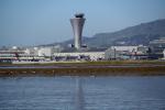 SFO Control Tower. Terminal Buildings, water, TAAD04_009