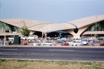 TWA terminal 5, Parked Cars, Building, vehicles, August 1968, 1960s, TAAV13P11_15