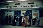 Ticket Counter, British West Indian Airways, Baggage check in, passengers, December 1960, 1960s, TAAV14P15_02