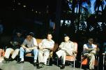 waiting for a flight, Hickam Field, men, seating, seats, sitting, Hickam Air Force Base, April 7 1956, 1950s, TAAV14P15_14