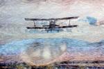 Biplane Flying, Flight, Airborne, Crumpled Paper, abstract