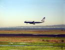 N411UA landing, United Airlines UAL, Airbus 320-232, eastbay hills, Oakland harbor, TAFD01_097