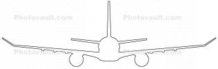 Mitsubishi Regional Jet MRJ line drawing, MRJ90, head-on, shape