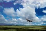 American Airlines AAL, Douglas DC-10 landing, clouds