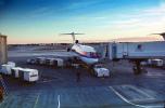 United Airlines UAL, Boeing 727, Terminal, Jetway, Airbridge, pusher tug, pushback