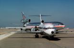 Jets lined up for take-off, American Airlines AAL, Boeing 727, Douglas DC-10, TAFV05P11_19