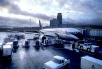 Boeing 767, Delta Air Lines, Pushback Tug, (SFO), Baggage Carts, TAFV06P04_06