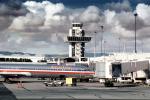 American Airlines AAL, Control Tower, N7518A, McDonnell Douglas, MD-82, Jetway, Airbridge, JT8D, TAFV18P07_12