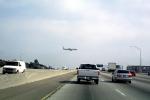 Boeing 767 landing at LAX, Interstate Highway I-405, Cars, Automobile, Vehicles, TAFV21P04_04