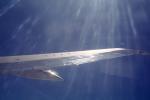 Boeing 737, Lone Wing in Flight, Sun glint, Flight, Flying