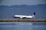 Landing, Continental Airlines COA, Boeing 737, eastbay hills