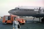 N6103C, Clipper Virginia, Douglas DC-6B, 1953, Fuel Truck, Esso, Woman, Purse, 1950s, Ground Equipment
