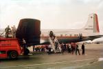 N90761, American Airlines AAL, Douglas DC-6B, Refueling, Fuel Truck, 1950s, Ground Equipment