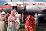 Convair CV-340, Hawaiian Air HAL, Lei, Passengers boarding, 1950s, Fleet Number 30, TAFV25P09_08