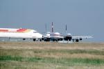 Iberia Airlines, Row of aircraft waiting to take-off, TAFV35P04_03