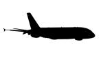 Airbus A380 silhouette, Emirates Airlines, logo, shape