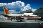 N403PE, Continental Airlines COA, Boeing 737-130, 737-100 series, Cumulus Clouds, milestone of flight