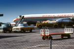 Shell Fuel Truck, Refueling, Avgas, Pickup Truck, N373WA, Boeing 707-373C, World Airways WOA, JT3D-3B, JT3D