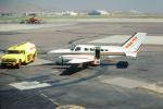 N2716L, West Air, Cessna 402C, Gas Truck, Refueling, Fuel, Fueling, tanker, June 1980, 1980s