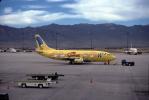 N949WP, Simpson Yellow Jet, Boeing 737-301, 737-300 series, Belt Loader, tow tractor, TAFV45P13_09