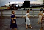 1950s, N476A, Martin 404, smiles, Passengers waiting to board flight