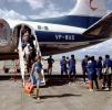 VP-WAS, Air Rhodesia, Passengers deplaning, Vickers/BAC Viscount-768D, 1950s, TAFV47P09_16