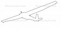 Glider outline, line drawing, TAGV03P11_13O